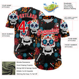 Custom Kelly Green Fire Red-White 3D Mexican Festival Flower And Skull Cinco de Mayo Authentic Baseball Jersey