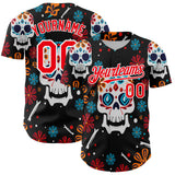 Custom Kelly Green Fire Red-White 3D Mexican Festival Flower And Skull Cinco de Mayo Authentic Baseball Jersey