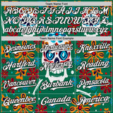Custom Kelly Green White-Black 3D Mexican Festival Flower And Skull Cinco de Mayo Authentic Baseball Jersey