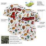 Custom White Red-Black 3D Mexican Festival Cactus Skull Sombrero Cinco de Mayo Authentic Baseball Jersey