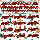 Custom White Red-Black 3D Mexican Festival Cactus Skull Sombrero Cinco de Mayo Authentic Baseball Jersey