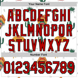 Custom White Red-Black 3D Mexican Festival Cactus And Sombrero Cinco de Mayo Authentic Baseball Jersey