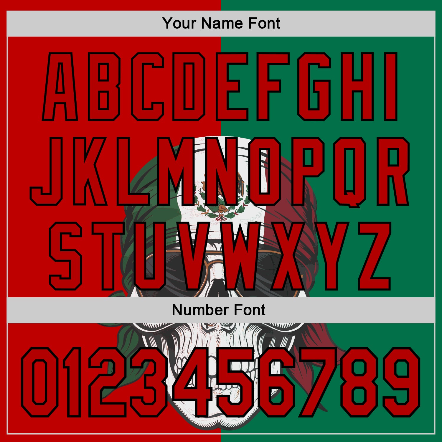 Custom Green Red-Black 3D Mexican Flag Skull Authentic Baseball Jersey