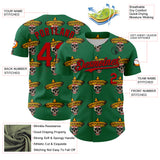Custom Kelly Green Red-Black 3D Mexican Festival Skull With Sombrero Cinco de Mayo Authentic Baseball Jersey