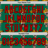 Custom Kelly Green Red-Black 3D Mexican Festival Skull With Sombrero Cinco de Mayo Authentic Baseball Jersey