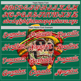 Custom Kelly Green Red-White 3D Mexican Festival Skull With Sombrero Cinco de Mayo Authentic Baseball Jersey