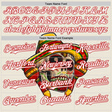 Custom Cream White-Red 3D Mexican Festival Skull With Sombrero Cinco de Mayo Authentic Baseball Jersey