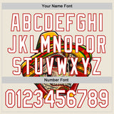 Custom Cream White-Red 3D Mexican Festival Skull With Sombrero Cinco de Mayo Authentic Baseball Jersey