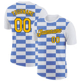Custom White Gold Thunder Blue-Black 3D Esports Performance T-Shirt