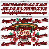 Custom White Red-Black 3D Mexican Festival Flag Skull With Sombrero Cinco de Mayo Authentic Baseball Jersey