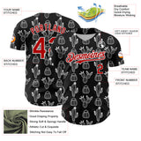 Custom Black Red-White 3D Mexican Cactus Authentic Baseball Jersey