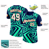 Custom Navy Pea Green-Orange 3D Esports Performance T-Shirt