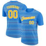 Custom Powder Blue Gold Cream Red-White 3D Esports Performance T-Shirt
