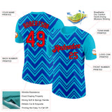 Custom Lakes Blue Fire Red Thunder Blue-Black 3D Esports Performance T-Shirt