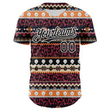 Custom Black White 3D Skull And Leopard Print Authentic Baseball Jersey