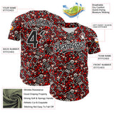 Custom Black White 3D Skeleton And Heart Authentic Baseball Jersey