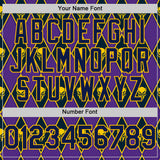Custom Purple Navy-Gold 3D Skull Authentic Baseball Jersey