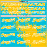 Custom Yellow Lakes Blue-White 3D Pattern Design Abstract Brush Stroke Authentic Baseball Jersey