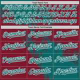 Custom Teal Crimson-White 3D Pattern Design Abstract Brush Stroke Authentic Baseball Jersey