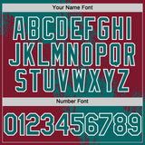 Custom Teal Crimson-White 3D Pattern Design Abstract Brush Stroke Authentic Baseball Jersey