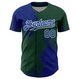 Custom Royal Green-White 3D Pattern Design Abstract Brush Stroke Authentic Baseball Jersey