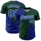 Custom Royal Green-White 3D Pattern Design Abstract Brush Stroke Authentic Baseball Jersey