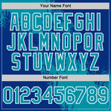 Custom Teal Royal-White 3D Pattern Design Abstract Brush Stroke Authentic Baseball Jersey