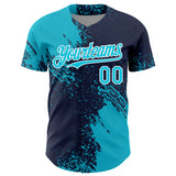 Custom Lakes Blue Navy-White 3D Pattern Design Abstract Brush Stroke Authentic Baseball Jersey