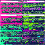 Custom Pink Navy-Pea Green 3D Pattern Design Rave Psychedelic Neon Fluid Art Authentic Baseball Jersey