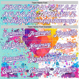 Custom White Ice Blue-Purple 3D Pattern Design Graffiti Splash Authentic Baseball Jersey