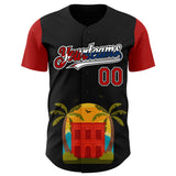 Custom Black Red White-Cuban Flag 3D Cuba Authentic Baseball Jersey