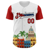 Custom White Red Black-Cuban Flag 3D Cuba Havana Authentic Baseball Jersey