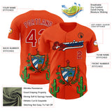 Custom Orange Red White Cuban Flag-Black 3D Cuba Authentic Baseball Jersey