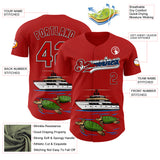 Custom Red Black White-Cuban Flag 3D Cuba Authentic Baseball Jersey