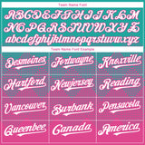 Custom Aqua White-Pink 3D Gradient Square Shape Authentic Baseball Jersey