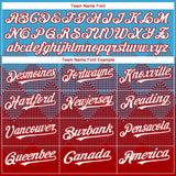 Custom Sky Blue White-Red 3D Gradient Square Shape Authentic Baseball Jersey