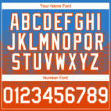 Custom Electric Blue White-Orange 3D Gradient Square Shape Authentic Baseball Jersey