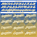 Custom Thunder Blue White-Old Gold 3D Gradient Square Shape Authentic Baseball Jersey