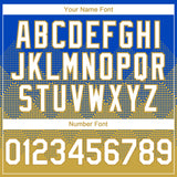 Custom Thunder Blue White-Old Gold 3D Gradient Square Shape Authentic Baseball Jersey
