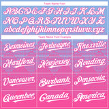 Custom Light Blue White-Pink 3D Gradient Square Shape Authentic Baseball Jersey
