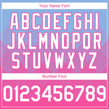 Custom Light Blue White-Pink 3D Gradient Square Shape Authentic Baseball Jersey