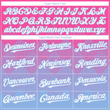 Custom Pink White-Light Blue 3D Gradient Square Shape Authentic Baseball Jersey