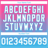 Custom Pink White-Sky Blue 3D Gradient Square Shape Authentic Baseball Jersey