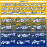 Custom Gold White-Royal 3D Gradient Square Shape Authentic Baseball Jersey