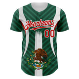 Custom Green Red Kelly Green-White 3D Mexico Authentic Baseball Jersey