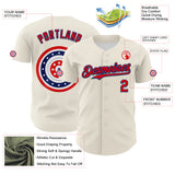 Custom Cream Fire Red-US Navy Blue 3D Patriotic American Flag Authentic Baseball Jersey