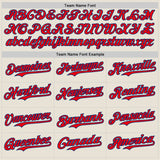 Custom Cream Fire Red-US Navy Blue 3D Patriotic American Flag Authentic Baseball Jersey