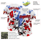 Custom White Fire Red-Black 3D Patriotic American Flag And Splatter Statue of Liberty Authentic Baseball Jersey