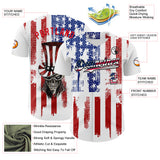Custom White USA Flag Fire Red-Black 3D Patriotic Skull Authentic Baseball Jersey