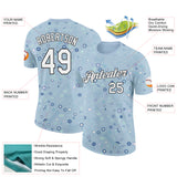 Custom Blue White-Black 3D Pickleball Paddles Balls Floral Performance T-Shirt